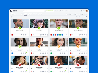 HIRE! ai green hire hr icons icons design interface list orange rating red ui ui design uiux ux ux design uxui