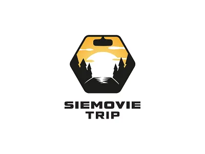 Siemovie Trip logo adventure branding forrest logo logo design logotype road siemovie sun sunset trip yellow