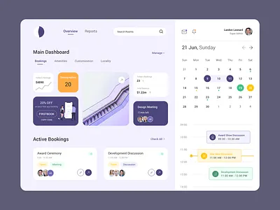 Meeting Dashboard activity calendar dashboard design meeting meeting room meetings schedule