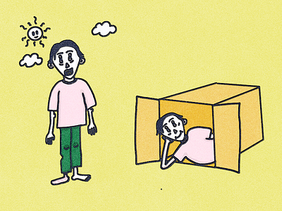 stay home animation box design happy illustration stay home story sun