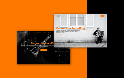 SoundPlay: Black and white landing pages app deezer interface logo music music player soundcloud spotify ui ux web