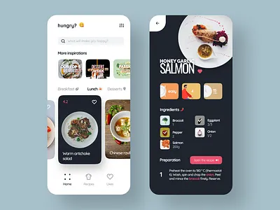 Cooking App app chef cook cooking cuisine dailyui design dish eat figma food foodie interaction interface menu recipe typogaphy ui ux vegetable