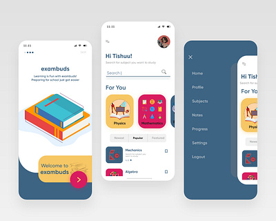 exambuds - app for students adobexd app design figma minimal mydesign ui uidesign uiinspiration userexperience userinterface ux vector