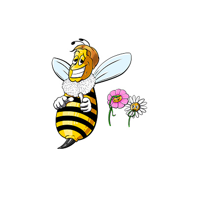 Bee animal bee bumblebee cartoon color daisy flirt flower fun funny garde humor illustration insect plant sarcasm spring sting