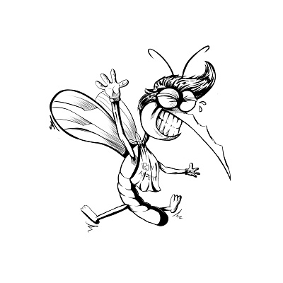 Mosquito animal cartoon comic cool enjoy enjoyment evil food fun funny humor illustration ink insect laugh monster naughty smile stylish wings