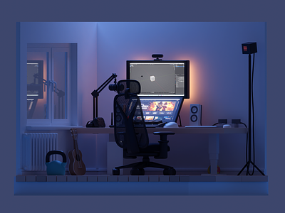 Work Setup 3d b3d blender illustration isometric low poly render work setup