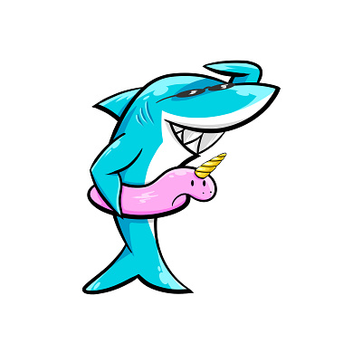 Shark animal beach blue cartoon comic cool fish float fun funny glasses humor illustration sea shark smile summer sun sunglasses unicorn