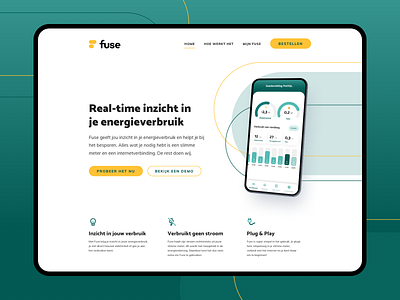 Landing page - Fuse energy meter app app website clean energy app homepage icons landing page landing page design lines ui design uiux webdesign webpage