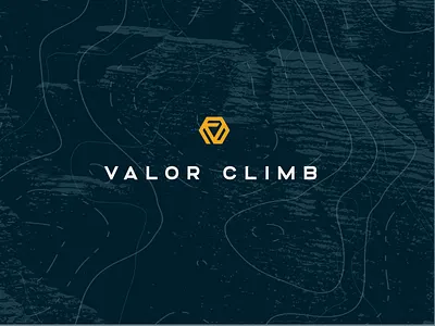Valor Logo brand brand identity branding climb climbing design geometric graphic design grit icon identity logo logo design mark mountain seal set type typography logo yellow