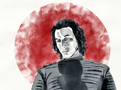 Kylo Ren Fan Art adam driver design illustration illustration art illustrations kylo ren portrait portraits red star wars the last jedi visual art watercolor watercolour