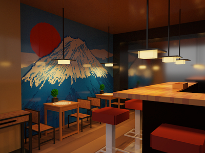 Mt Fuji Sushi 3d 3d art 3d artist 3d artwork 3d voxel magicavoxel sushi voxel voxel art