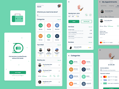 Handyman UI Kit for Figma app app design design figma handyman services template ui ui design ui kit