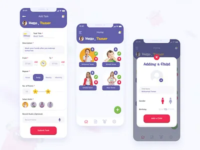 GiddyUp App dribbble best shot homepage kid app kids kids app kids rewards list page mobile app design parents product design settings task list task management task manager trendy design ui ux design user experience design user interaction user interface design visual design