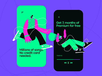 Spotify Illustration Concept 2 aplication color design flat flat design flat design flat illustration illustration music music app spotify ui ux