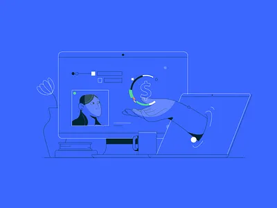 Loan Software w/ Support character illustration