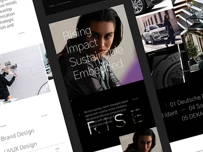 RISE Portfolio agency black clean dark design desiign germany hamburg interactive koblenz model rise typography ui ux