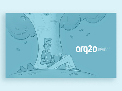 Org 2.0 - Banner Illustration branding change character design digital illustration illustration organization reading tree website illustration