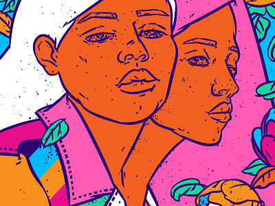 Siamese twins beauty bohemian bright colour darky bizarre digital illustration dream face fancy fashion illustration female illustration lowbrow art people illustration pinky pop art pop surrealism psychedelic psychedelic art women