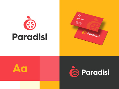 Paradisi - Brand Identity⁣ brand brand design brand identity branding branding design business card business card design businesscard design layout design process fruit logo grapefruit grapefruit logo logo logo layout logodesign logos red and yellow red logo yellow and red