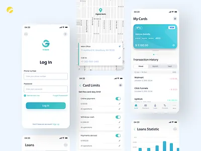 G-Bank - financial app design android app design bank services cross platform dark blue design digital banking financial fintech app interface ios ios app design mobile application mobile application design ui ui ux design ux white