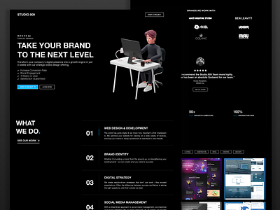 Studio.909 Digital Design Agency Website Landing Page Redesign agency branding business graphic design illustration landing logo marketing optimize page redesign sales studio typography ui ux vector visual identity web website