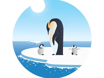 Penguins blue flat icon illustration logo vector