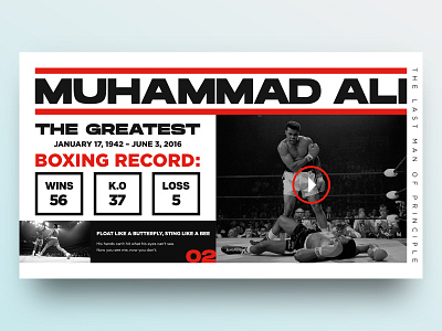 Muhamad Ali - The Greatest app art clean concept design flat graphic design header design minimal photoshop red typography ui ux web web design website