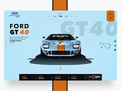 Ford GT 40 branding design flat ford minimalism racing car typography ui ui design uidesign ux web web design website design