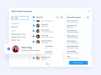 Add Multiple Employee add add multiple choice clean design employee experience feature interface multiple choice select user type selector typogaphy ui ui design ux