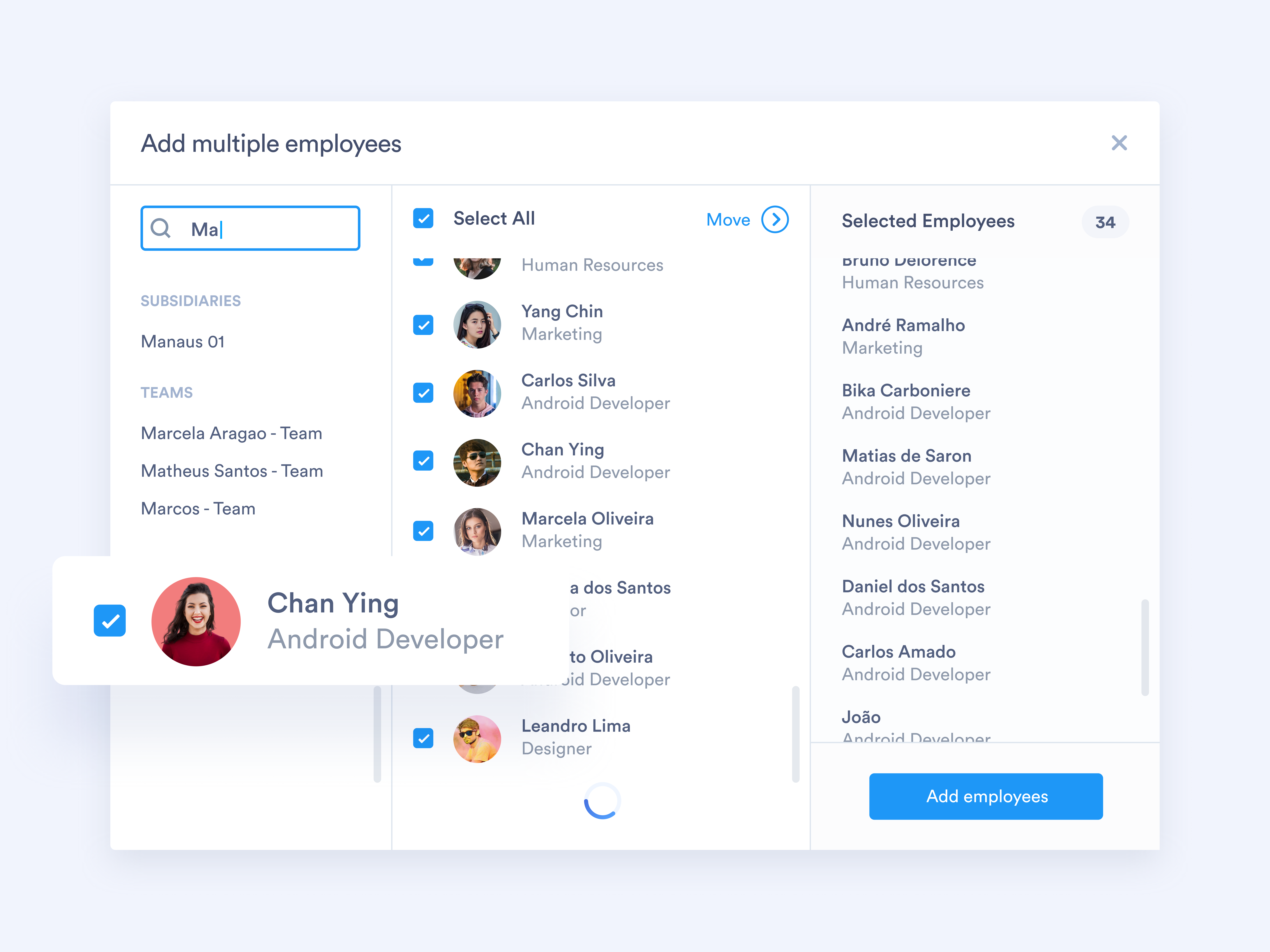 Example of Add Multiple Employee