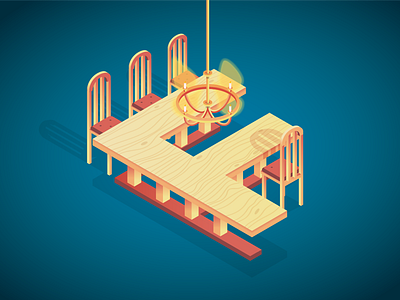 #F 26daysoftype 3d banquet hall cartoon f furniture geometric graphics illustration illustrator inspiration isometric typography