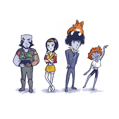 TEAM BEBOP cowboy bebop digital color hand drawn illustration linework
