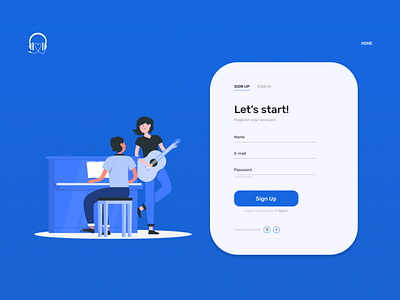 Sign Up form for music catalog blue illustration sign up ui ux