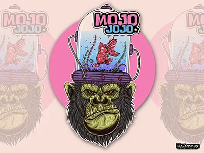 Mojo Jojo Illustration From Powerpuff Girls Cartoon animal art animal illustration animation design illustration japanese japanese art tee design tee shirt tshirt art