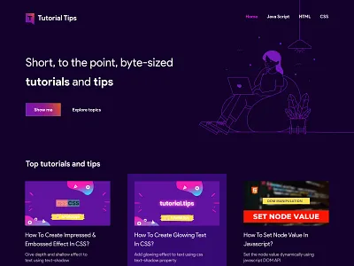 TutorialTips - Website dark mode website