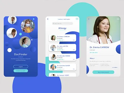 Ui DocFinder 1/2 adobe app app design blue care design digital doctor emerald health health app illustrator medical phone photoshop smartphone ui ui design ui designer vector