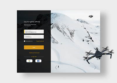 Login Page - DJI branding challenge design login page ui ux