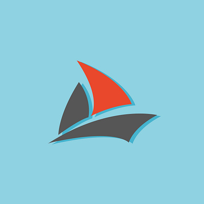 sailboat flat icon illustration logo minimal vector