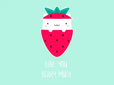 Strawberry Cat beautiful berry cat clean creative cute cuteness cutie design funny funny signs happy illustration lively logo love lovely positive sticker strawberry