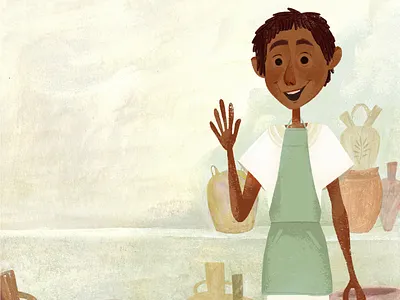 Hello art character design color gouache illustration kidsbook painting