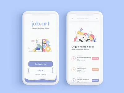 Job.art App adobe xd blue login login page pastel ui ui ux uidesign uxdesign welcome screen