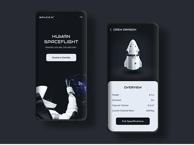 SpaceX Human Space Flight - Crew Dragon UI Concept. crewdragon design dragon falcon falcon9 launch nasa space spaceship spacex ui ux uidesing uxdesign