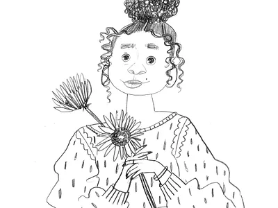 sunflower girl art character design doodle girl sketch