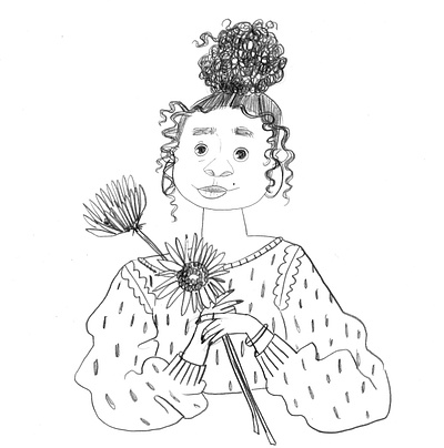 sunflower girl art character design doodle girl sketch