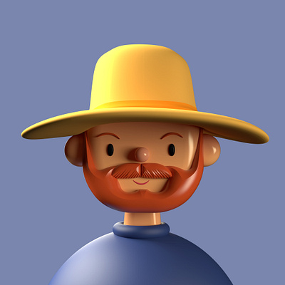 Vincent Van Gogh | Toy Faces | 3D Illustration 3d abstract agume agume app artist avatar brand design branding character design cute freebie illustraion list plugin product toy faces ui ux van gogh