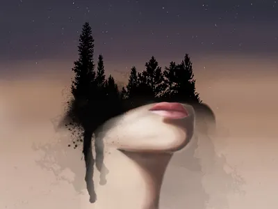 Ethereal design illustration mothernature nature nature art nature illustration night stars trees