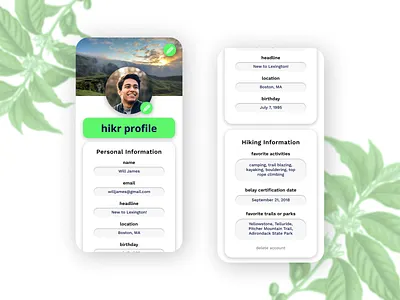 Daily UI 6 - Hiking App Profile Page dailyui dailyui006 hiking profile profile page