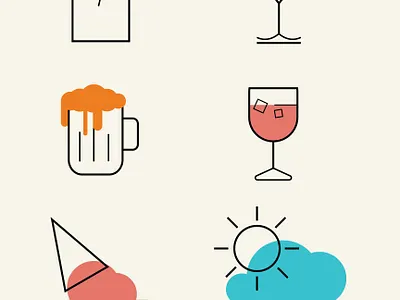vive l'ete alcohol branding drinks icons icons design illustration summer summertime vector illustration vectorart