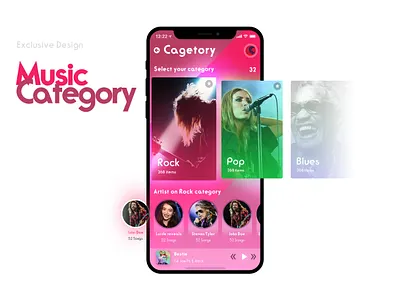 Music Category Application app branding creative design logo typography ui ux web website