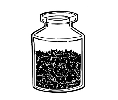 Cats In A Jar black and white cat cats cute humor illustration jar jars kitten kitties kitty rebecca miller illustration tattoo design